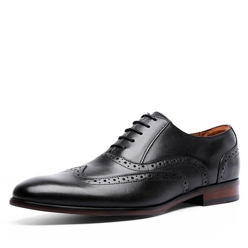 Heren Elegante Schoenen Grain Echt Leer Oxfords Stijl Bullock