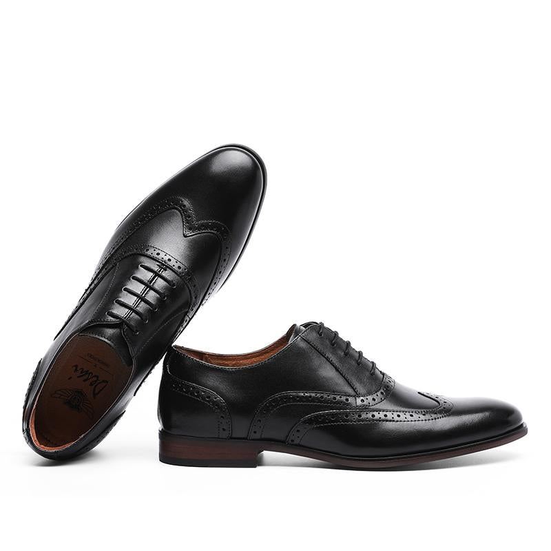 Heren Elegante Schoenen Grain Echt Leer Oxfords Stijl Bullock