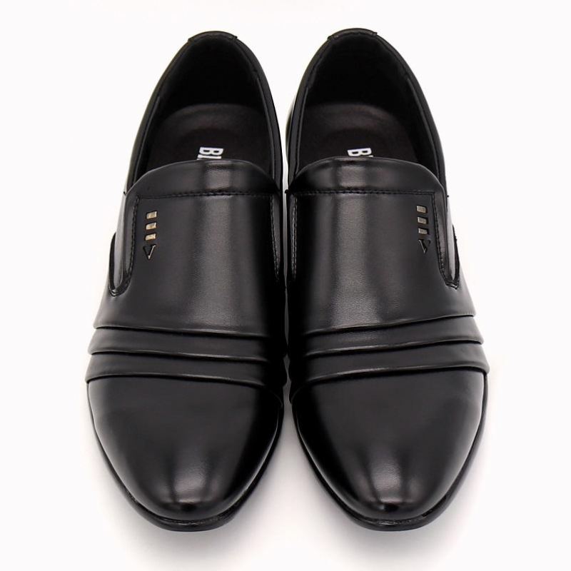 Heren Elegante Schoenen Jurk Loafers Puntige Zwarte Schoenen