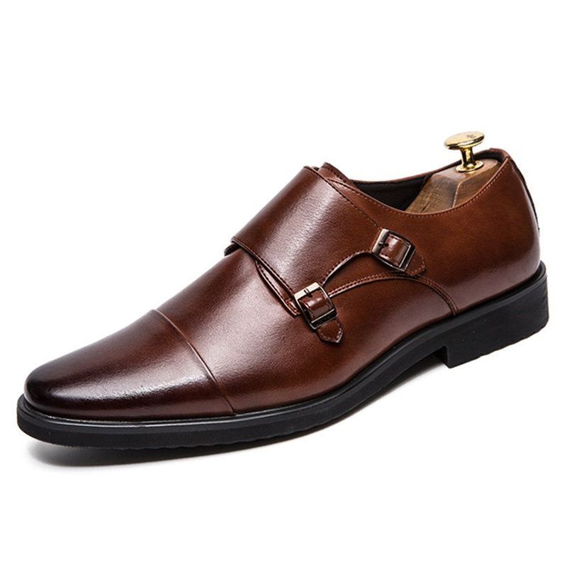 Heren Elegante Schoenen Oxford Lederen Kledingschoenen Met Dubbele Monniksband