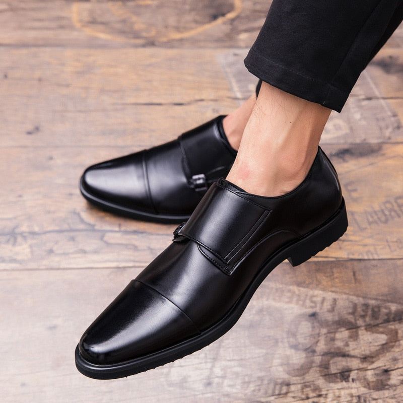 Heren Elegante Schoenen Oxford Lederen Kledingschoenen Met Dubbele Monniksband