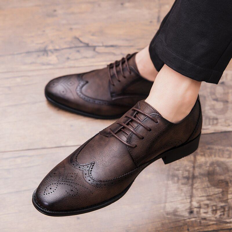 Heren Retro Brogue Business Oxford Schoenen Elegante Schoenen