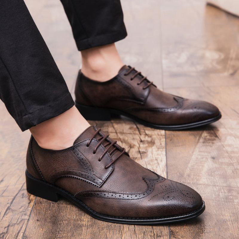 Heren Retro Brogue Business Oxford Schoenen Elegante Schoenen