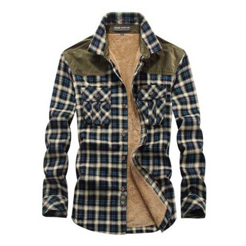 Heren Overhemden Designer Winter Fleece Lumberjack Plaid Shirt