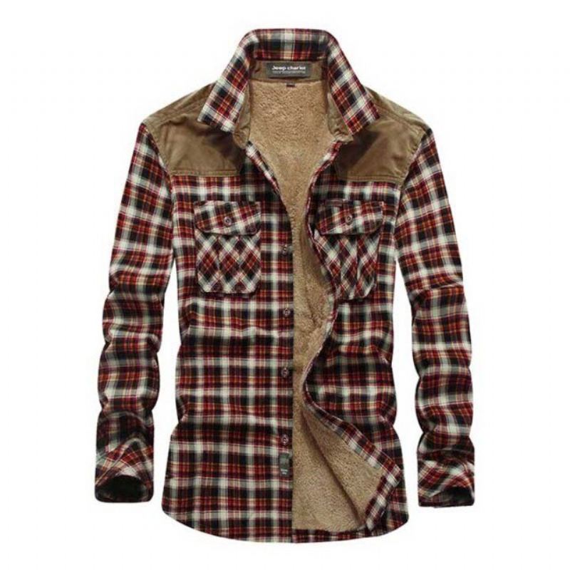 Heren Overhemden Designer Winter Fleece Lumberjack Plaid Shirt