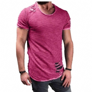 Heren Overhemden Gescheurd Slim Fit Katoenen T-shirt