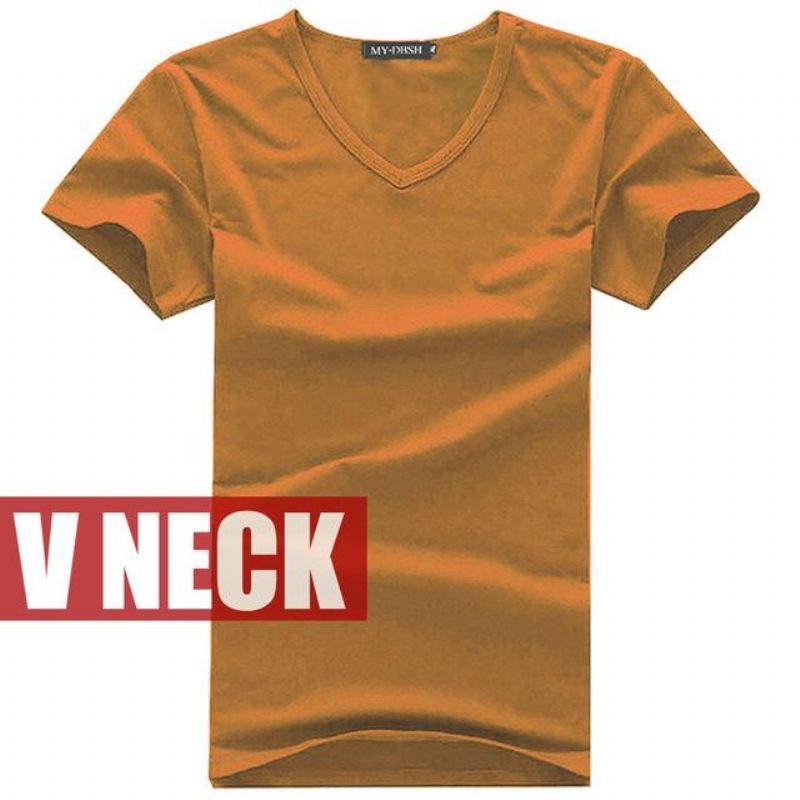 Heren Overhemden Katoenen T-shirt Met V-hals