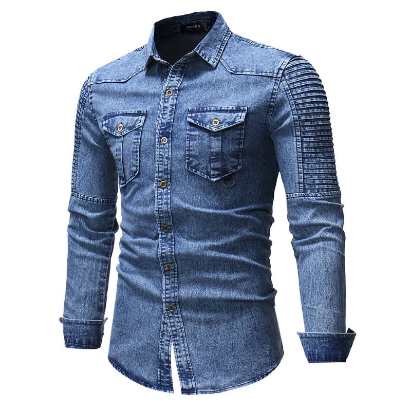 Heren Overhemden Stijlvol Denim Overhemd