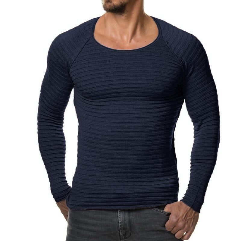 Heren Overhemden Verticale Strepen Hedging O-hals Pullover Shirts