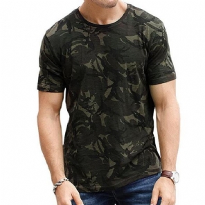 Overhemden Heren Mode T-shirt Met Zomerse Camouflageprint