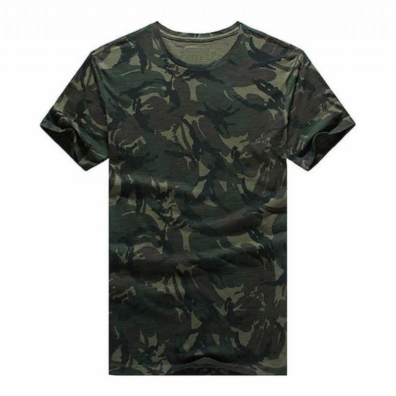 Overhemden Heren Mode T-shirt Met Zomerse Camouflageprint