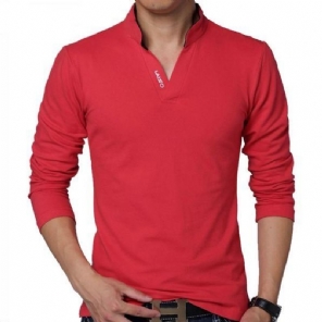 Overhemden Heren Slim Fit T-shirt Met Lange Mouwen