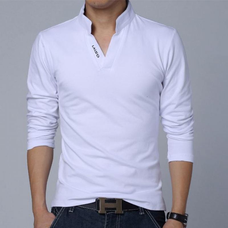 Overhemden Heren Slim Fit T-shirt Met Lange Mouwen