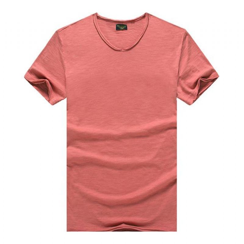 Overhemden Heren Slim Fit T-shirt Van Puur Katoen Met V-hals