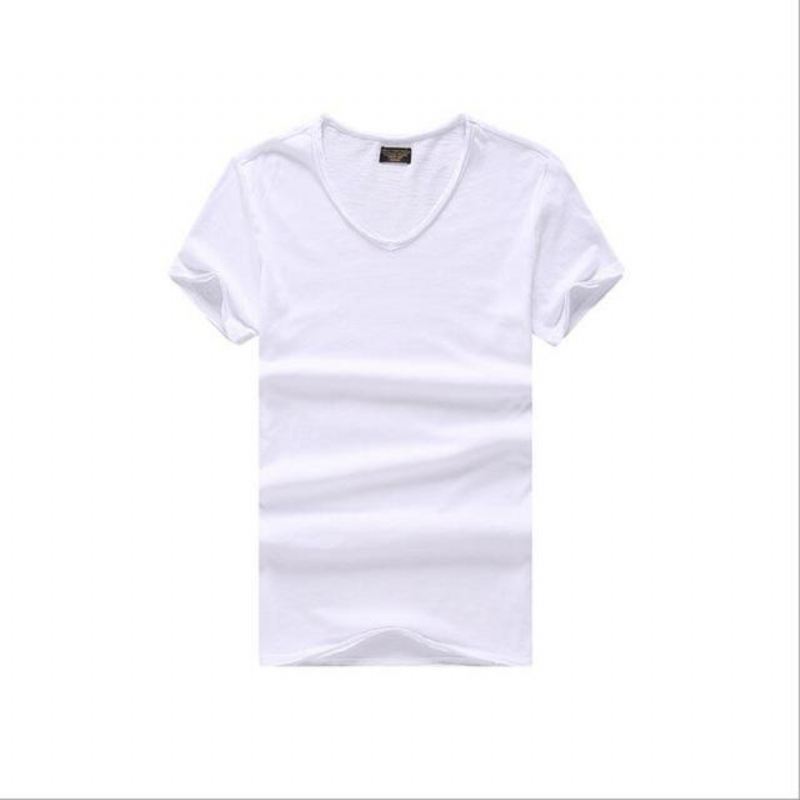 Overhemden Heren Slim Fit T-shirt Van Puur Katoen Met V-hals