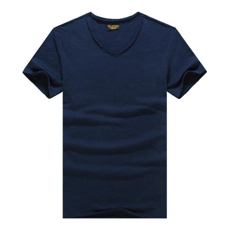 Overhemden Heren Slim Fit T-shirt Van Puur Katoen Met V-hals