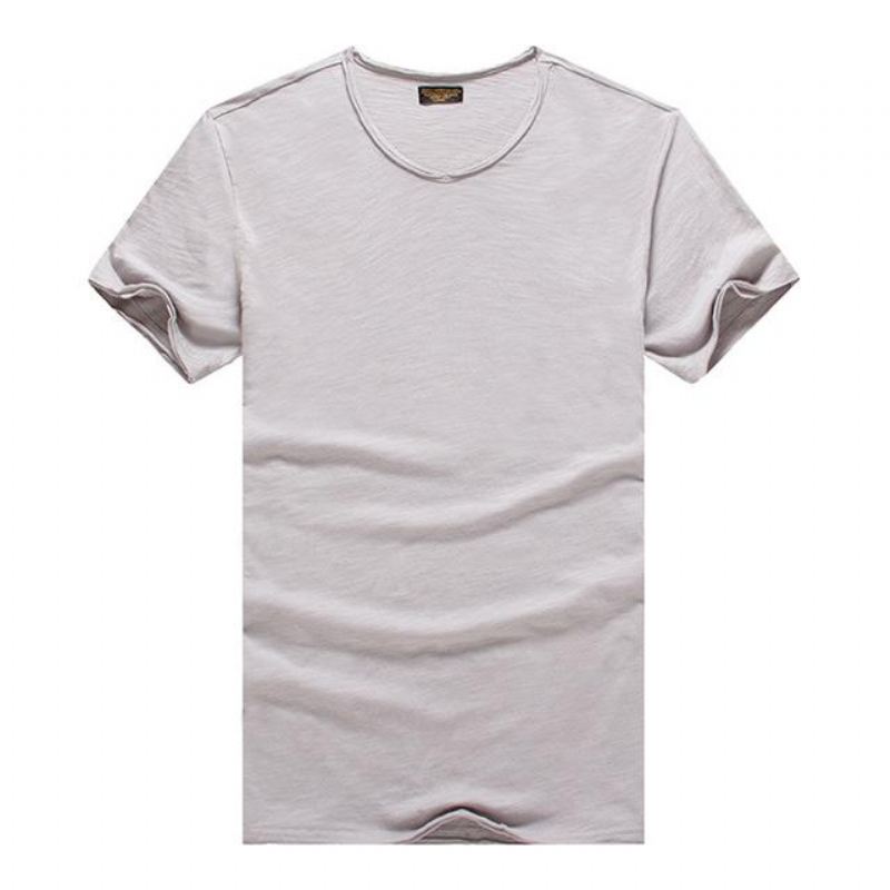 Overhemden Heren Slim Fit T-shirt Van Puur Katoen Met V-hals