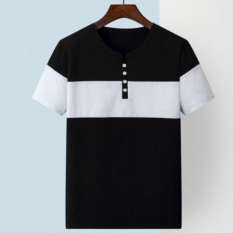 Patchwork O Neck Overhemden Heren T-shirt