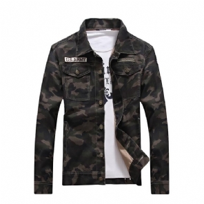 Heren Spijkerjassen Denim Camouflage Windjack Bovenkleding Jas