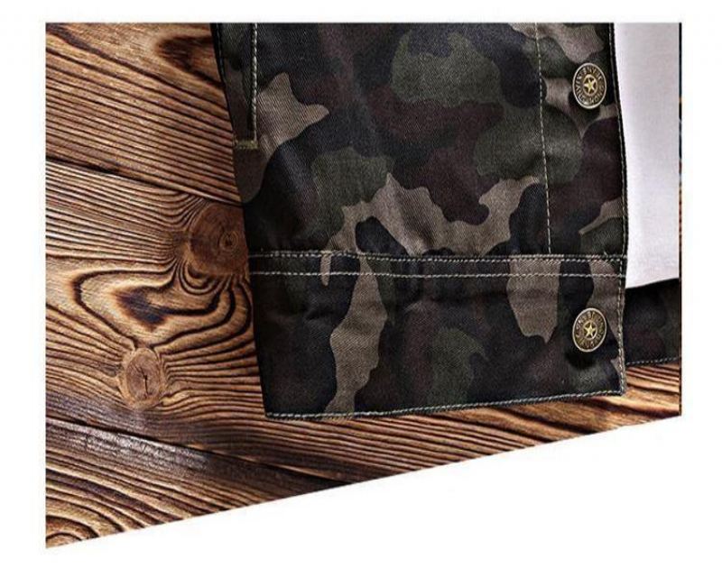 Heren Spijkerjassen Denim Camouflage Windjack Bovenkleding Jas