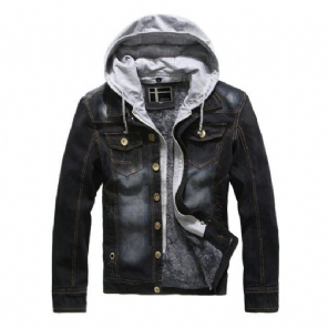 Heren Spijkerjassen Denim Winterjas Met Capuchon