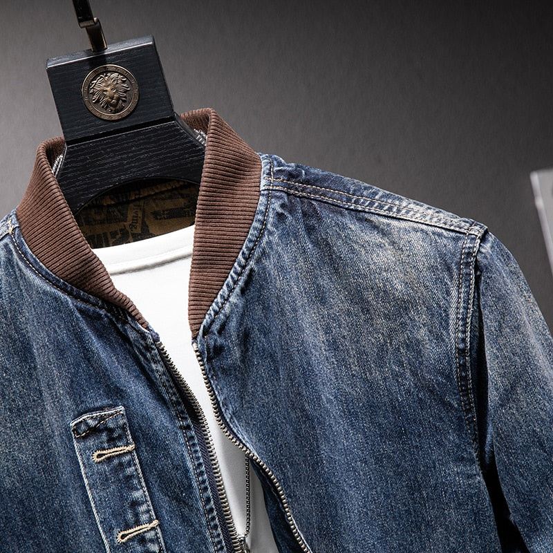 Heren Spijkerjassen Herfst Denim Casual Piloten Bomberjack