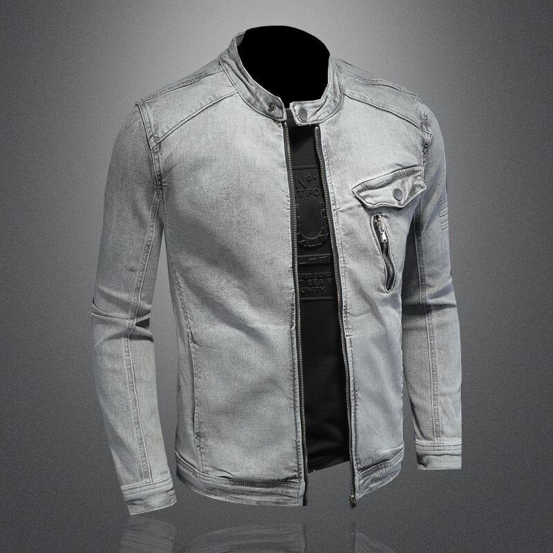 Heren Spijkerjassen Moto Biker Streetwear Denim Jas