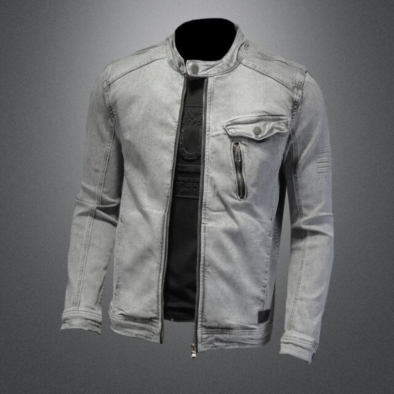 Heren Spijkerjassen Moto Biker Streetwear Denim Jas