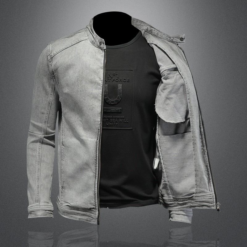 Heren Spijkerjassen Moto Biker Streetwear Denim Jas