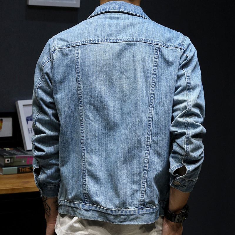 Heren Spijkerjassen Strak Denim Jack In Streetstyle