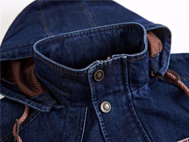 Spijkerjassen Heren Denim Overjas Met Lange Mouwen En Capuchon