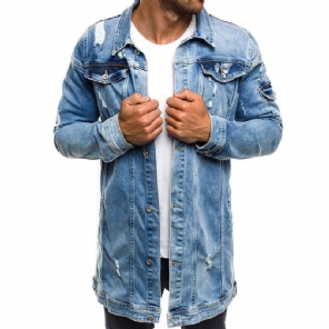 Spijkerjassen Heren Stijl Distressed Denim Street Lang Jas