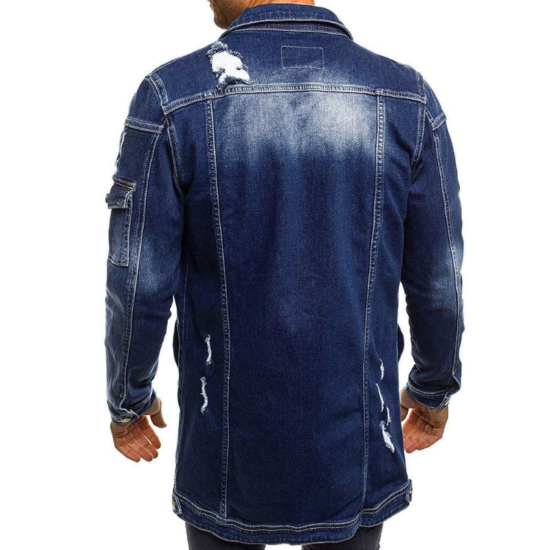 Spijkerjassen Heren Stijl Distressed Denim Street Lang Jas