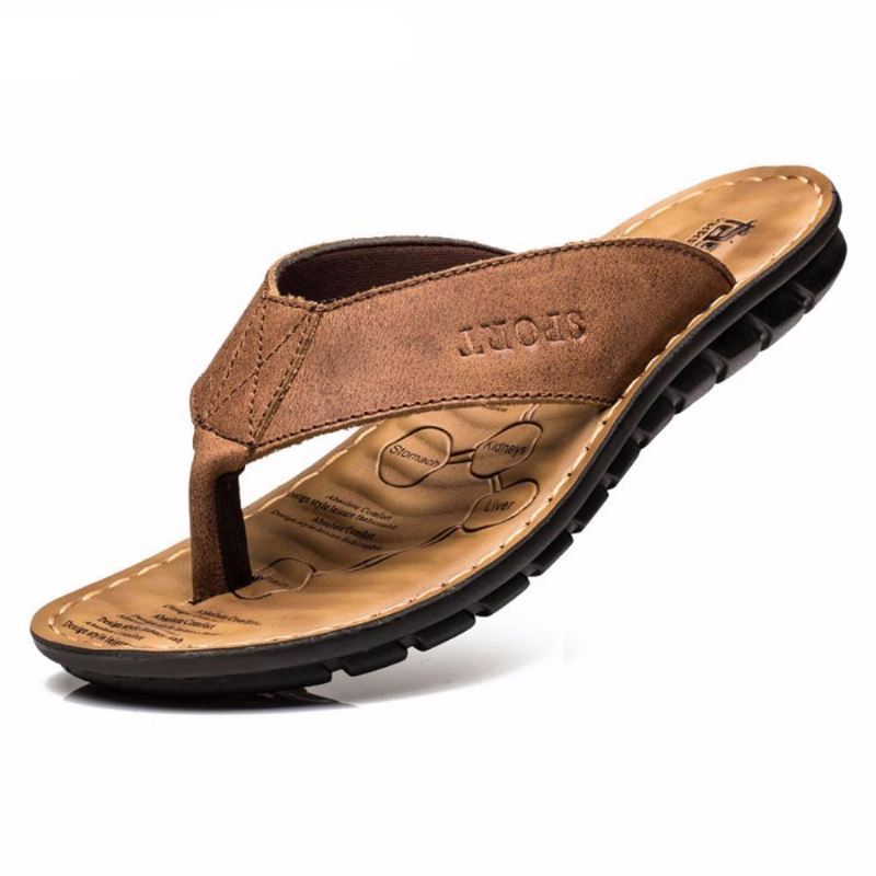 Sandalen Heren Koe Lederen Mode Teenslippers