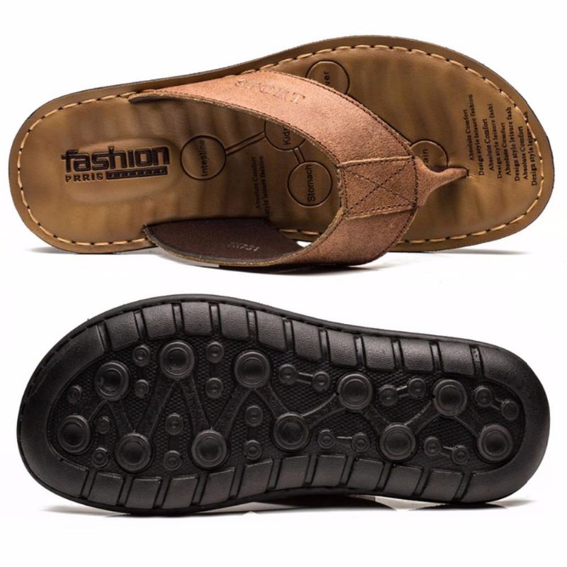 Sandalen Heren Koe Lederen Mode Teenslippers