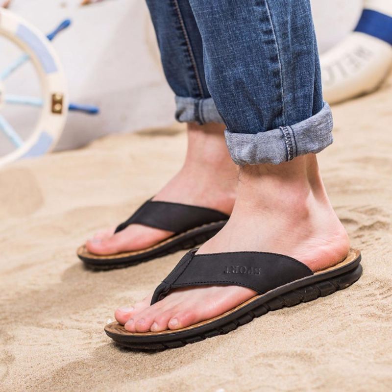 Sandalen Heren Koe Lederen Mode Teenslippers