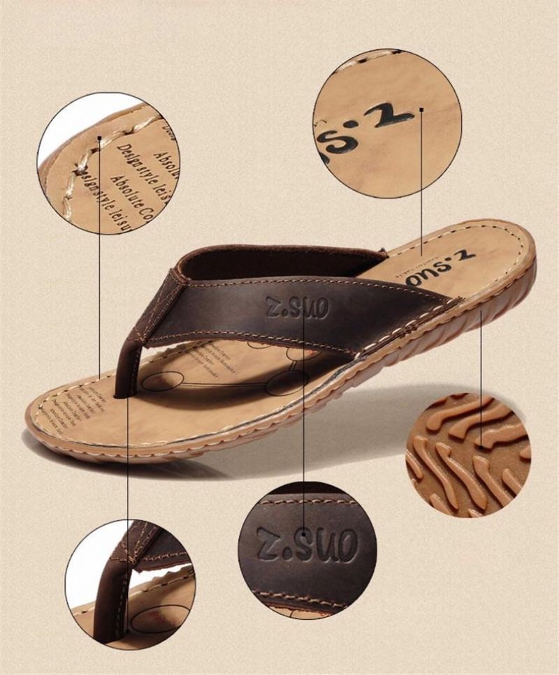 Sandalen Heren Vrijetijdsmode Lederen Teenslippers