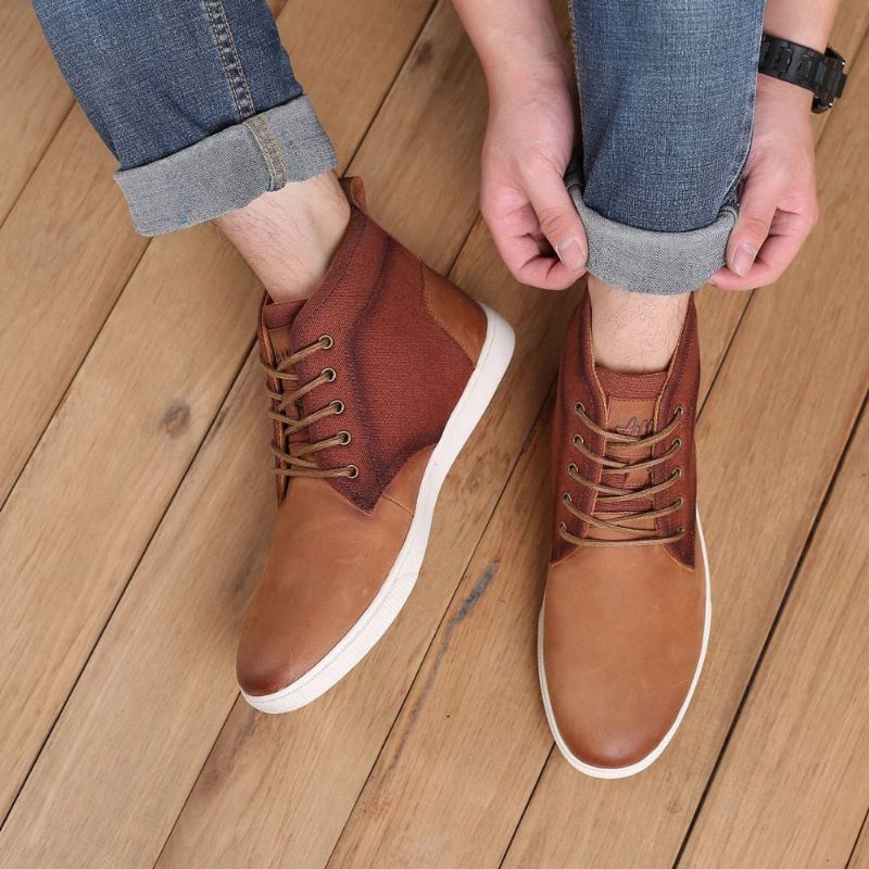 Casual Schoenen Heren Trendy Casual Leren Enkelschoenen