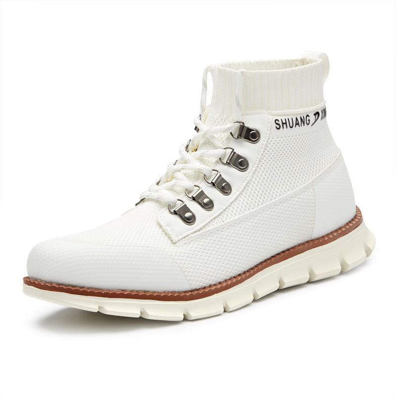 Heren Casual Schoenen Designer Mesh Lederen Wandelschoenen Met Veters