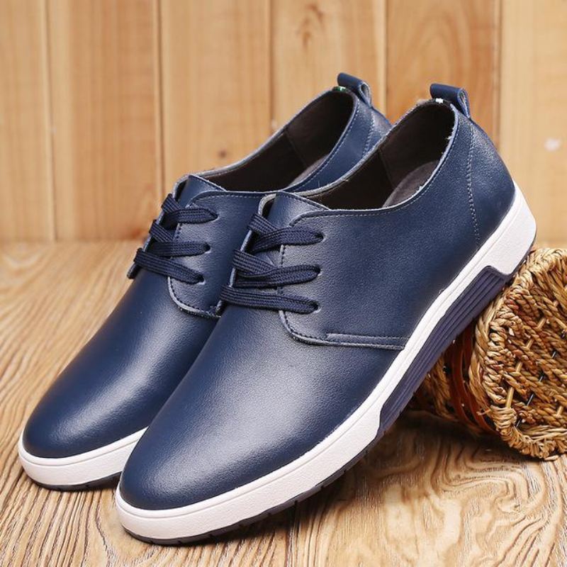 Heren Casual Schoenen Casual Leren Comfortabele Platte Schoenen