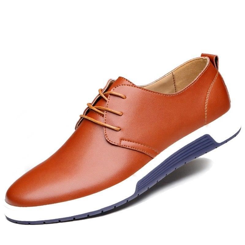 Heren Casual Schoenen Casual Leren Comfortabele Platte Schoenen