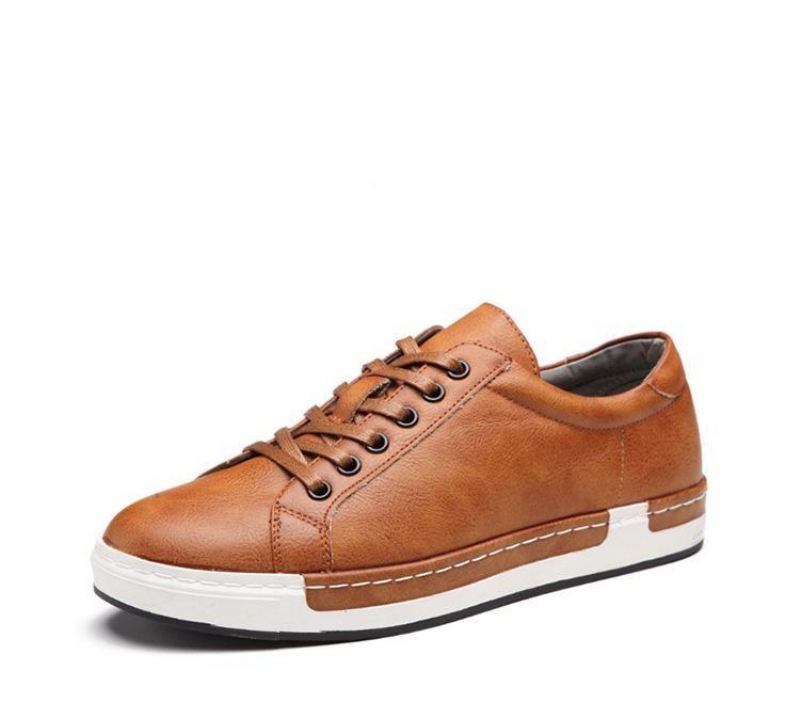 Heren Casual Schoenen Leren Platte Vrijetijdsschoenen