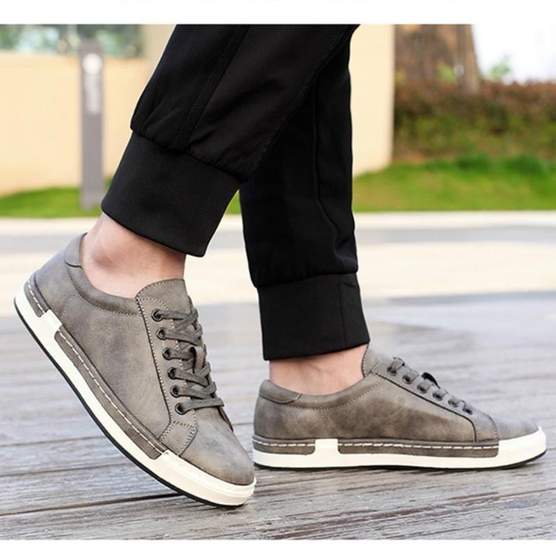 Heren Casual Schoenen Leren Platte Vrijetijdsschoenen