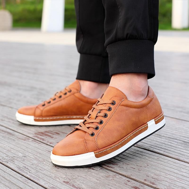 Heren Casual Schoenen Leren Platte Vrijetijdsschoenen