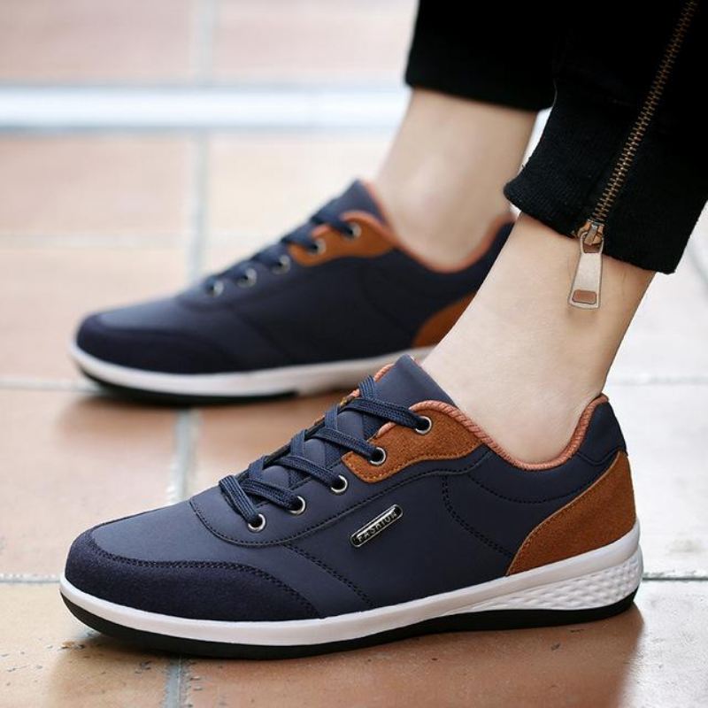 Heren Casual Schoenen Sneakers Van Microvezelleer Met Veters