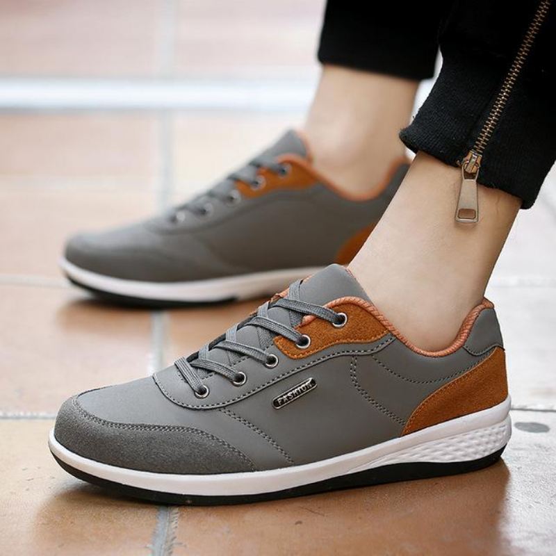 Heren Casual Schoenen Sneakers Van Microvezelleer Met Veters