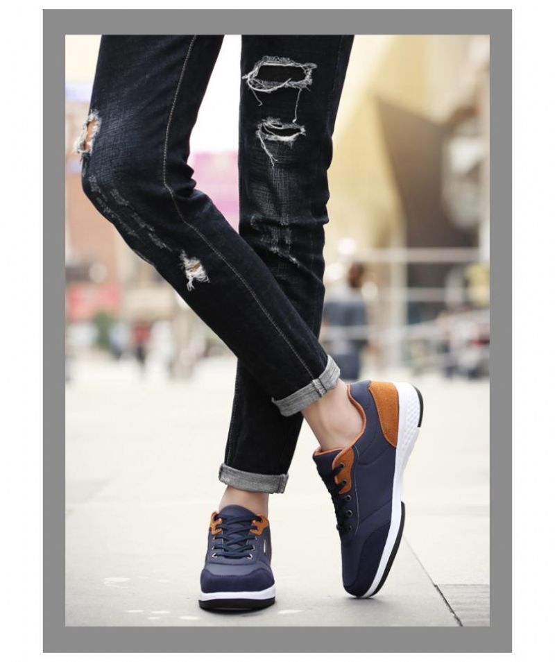 Heren Casual Schoenen Sneakers Van Microvezelleer Met Veters