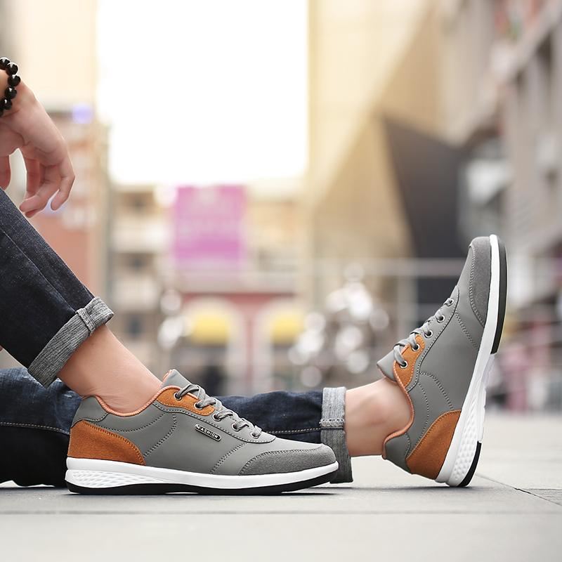 Heren Casual Schoenen Sneakers Van Microvezelleer Met Veters