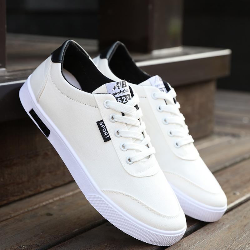 Heren Casual Schoenen Witte Canvastrendsneakers