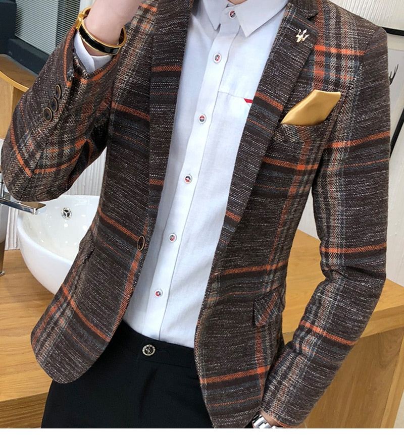 Blazers Heren Designer Blazer Tweed Knoop